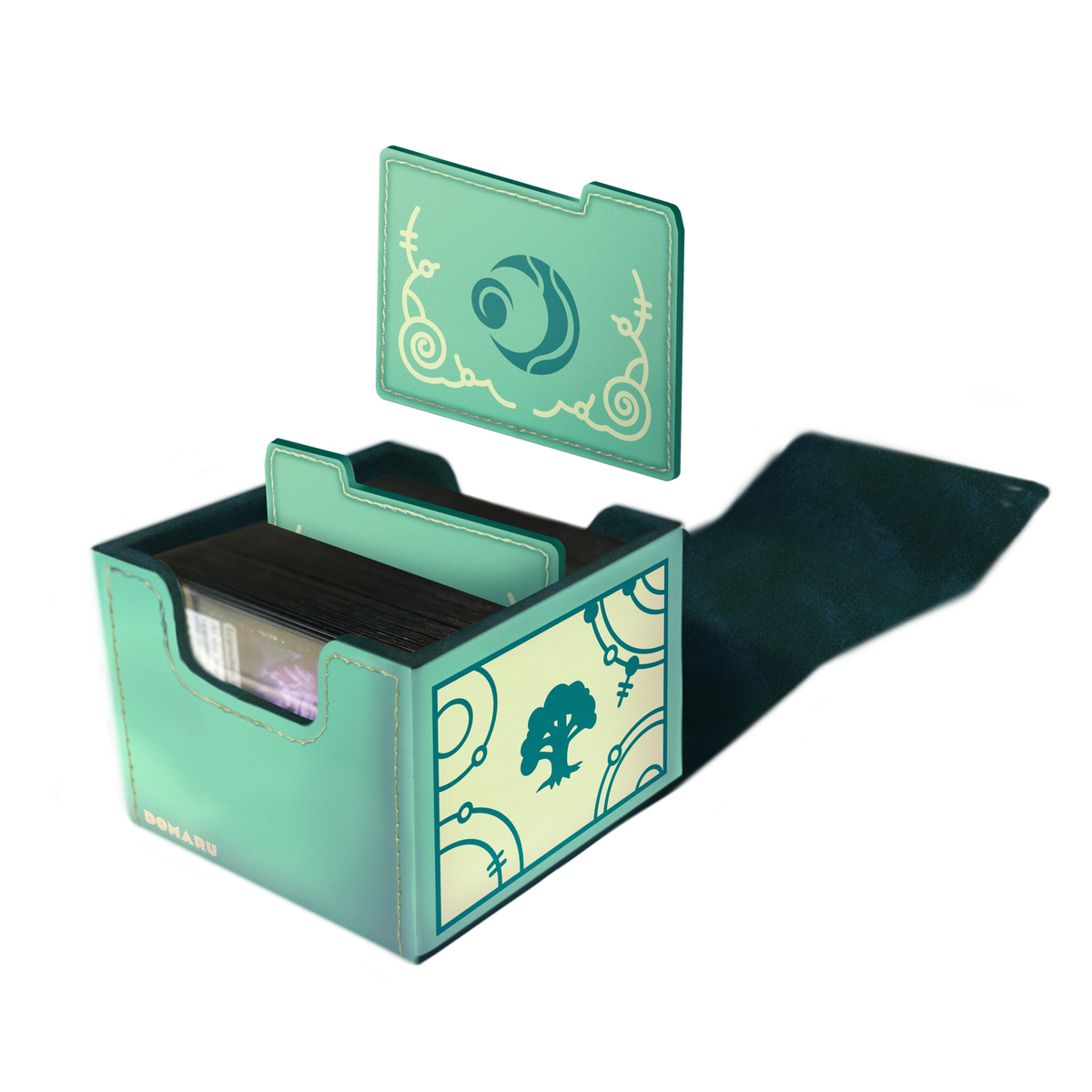 DOMARU Box Magic Lorwyn Eclipsed deck storage with magnetic closure and alternating tab divide - Bloomseeker Green - imagen 3