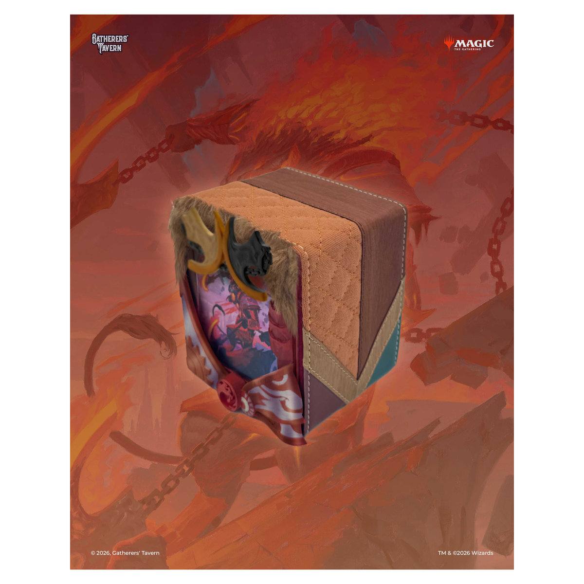 Gatherers' Tavern MTG Reality Fracture DOMARU Finest deck box with sculpted details and character - Ajani Goldmane - imagen 3