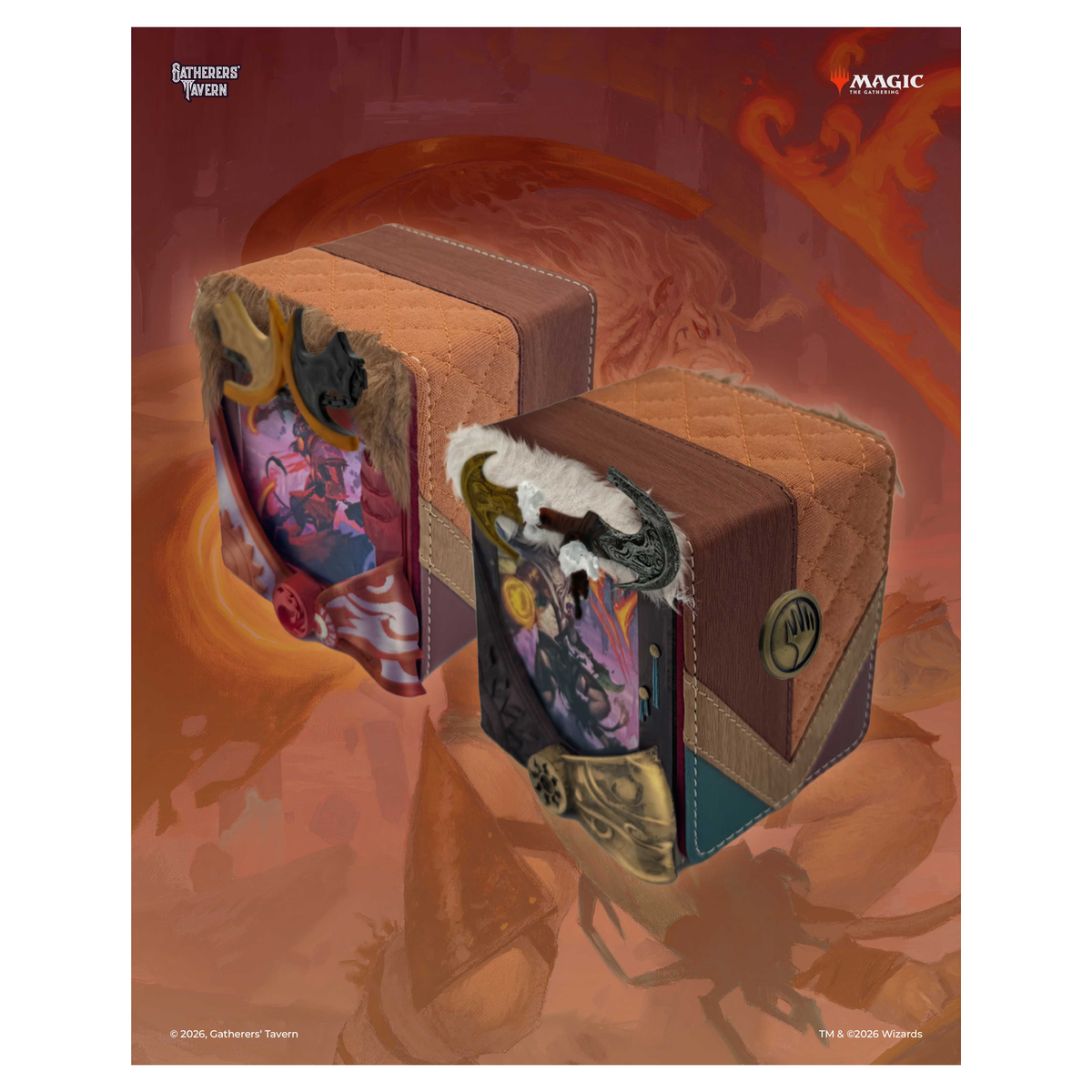 Gatherers' Tavern MTG Reality Fracture DOMARU Finest deck box with sculpted details and character - Ajani Goldmane - imagen 4