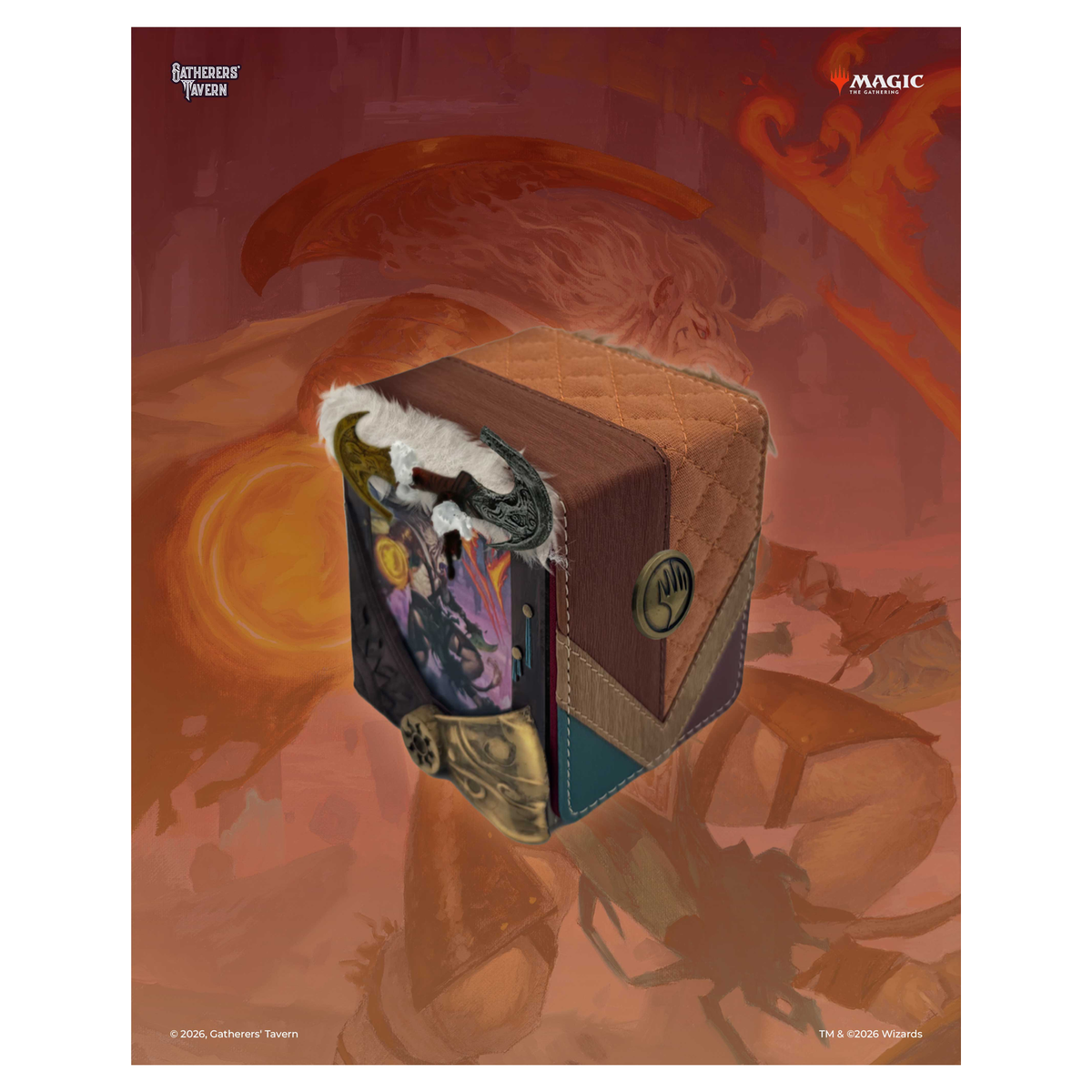 Gatherers' Tavern MTG Reality Fracture DOMARU Finest deck box with sculpted details and character - Ajani Goldmane - imagen 5