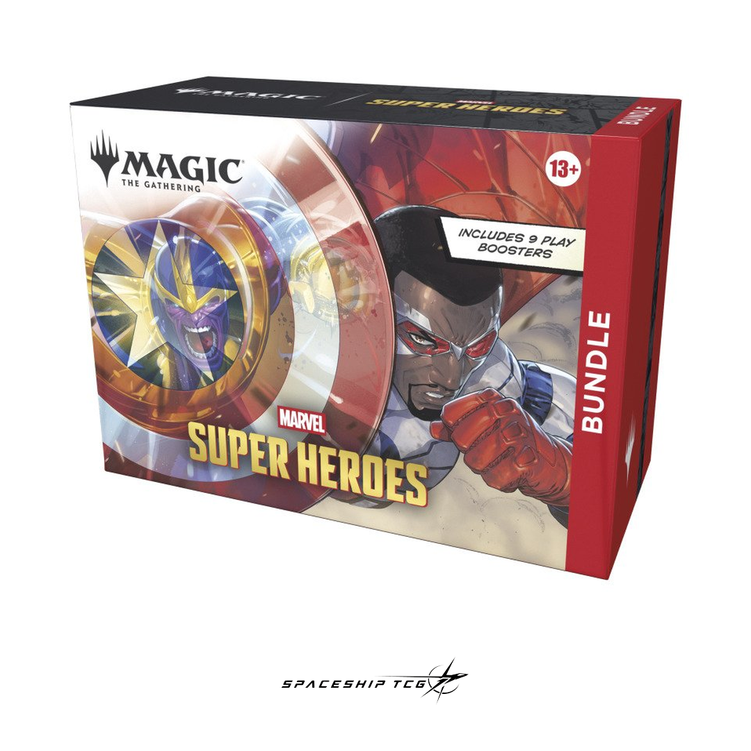 MTG Marvel Super Heroes Bundle - English Edition with 8 boosters, lands, life counter and storage box - Box Front