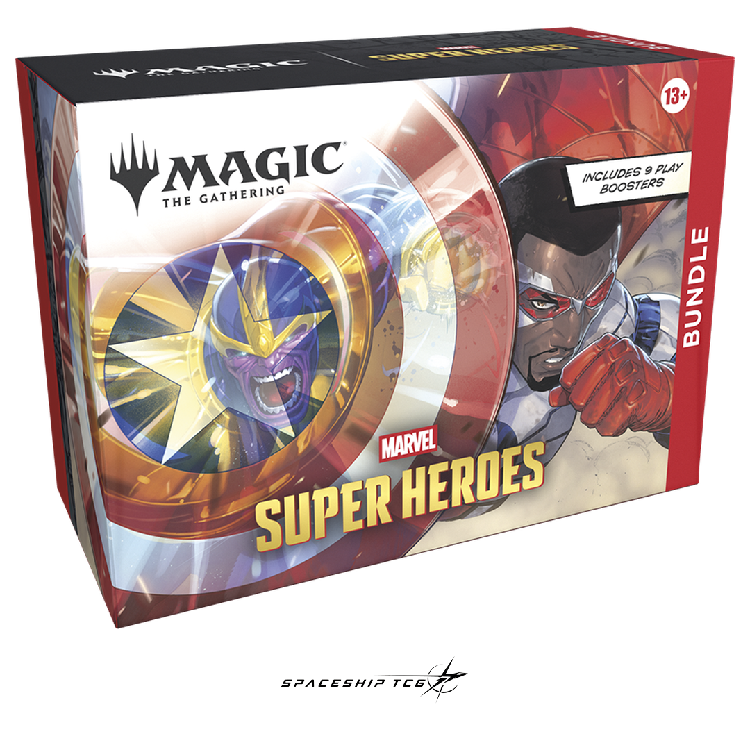 MTG Marvel Super Heroes Bundle - English Edition with 8 boosters, lands, life counter and storage box - Detail View
