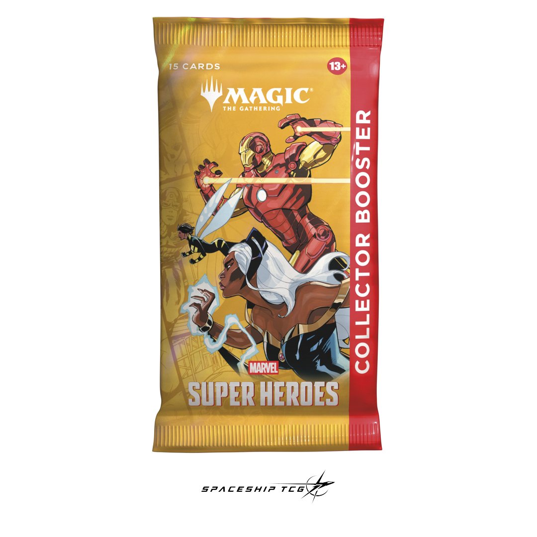 MTG Marvel Super Heroes Collector Booster Display with 12 premium packs - English Edition factory sealed - Detail View