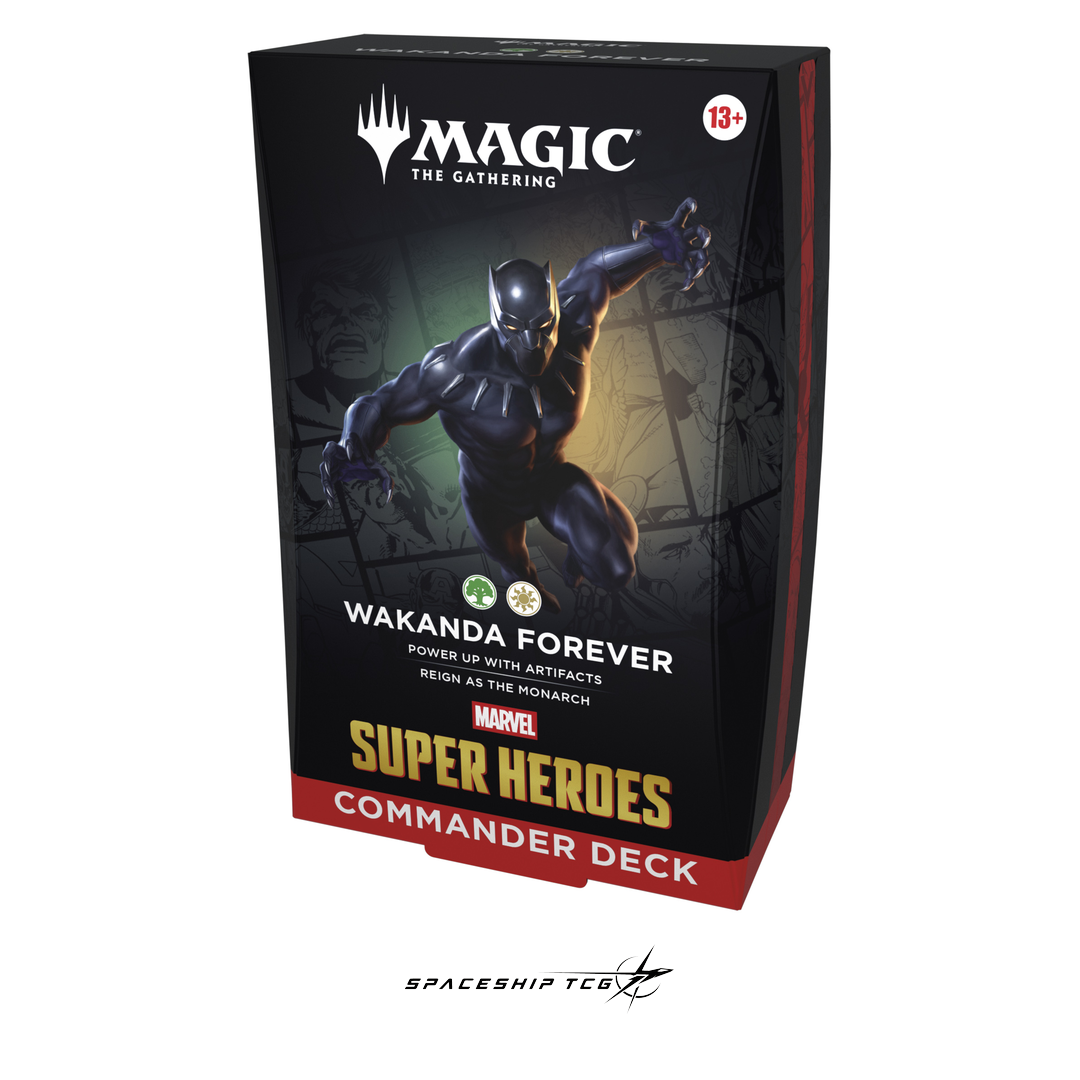 MTG Marvel Super Heroes Commander Deck Display with 4 complete 100-card decks - English Edition factory sealed - Detail View