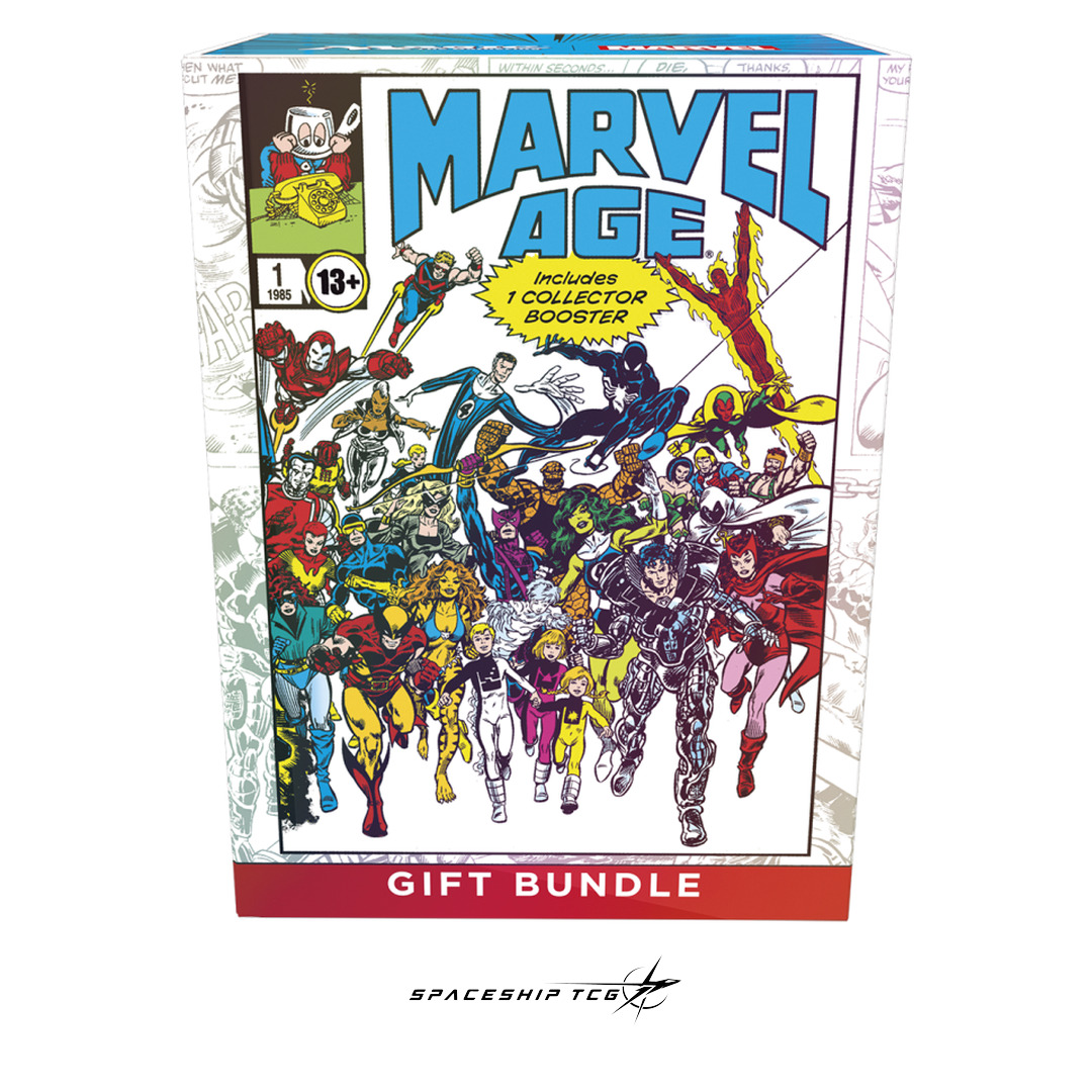 Magic The Gathering Marvel Super Heroes Gift Bundle English Edition premium collector package with Play Boosters full-art lands and Marvel accessories - Box Front