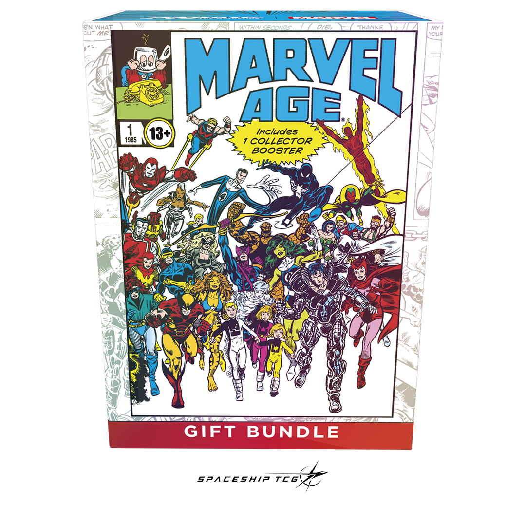 Magic The Gathering Marvel Super Heroes Gift Bundle English Edition premium collector package with Play Boosters full-art lands and Marvel accessories - Box Back