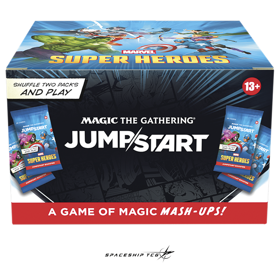 Magic The Gathering Marvel Super Heroes Jumpstart Booster Display English Edition with 24 ready-to-play themed packs featuring Marvel heroes - Contents