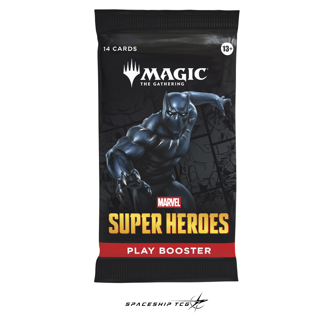 Magic The Gathering Marvel Super Heroes Play Booster Display English Edition with 30 booster packs featuring Spider-Man Iron Man Wolverine and Marvel heroes - Alternative Angle