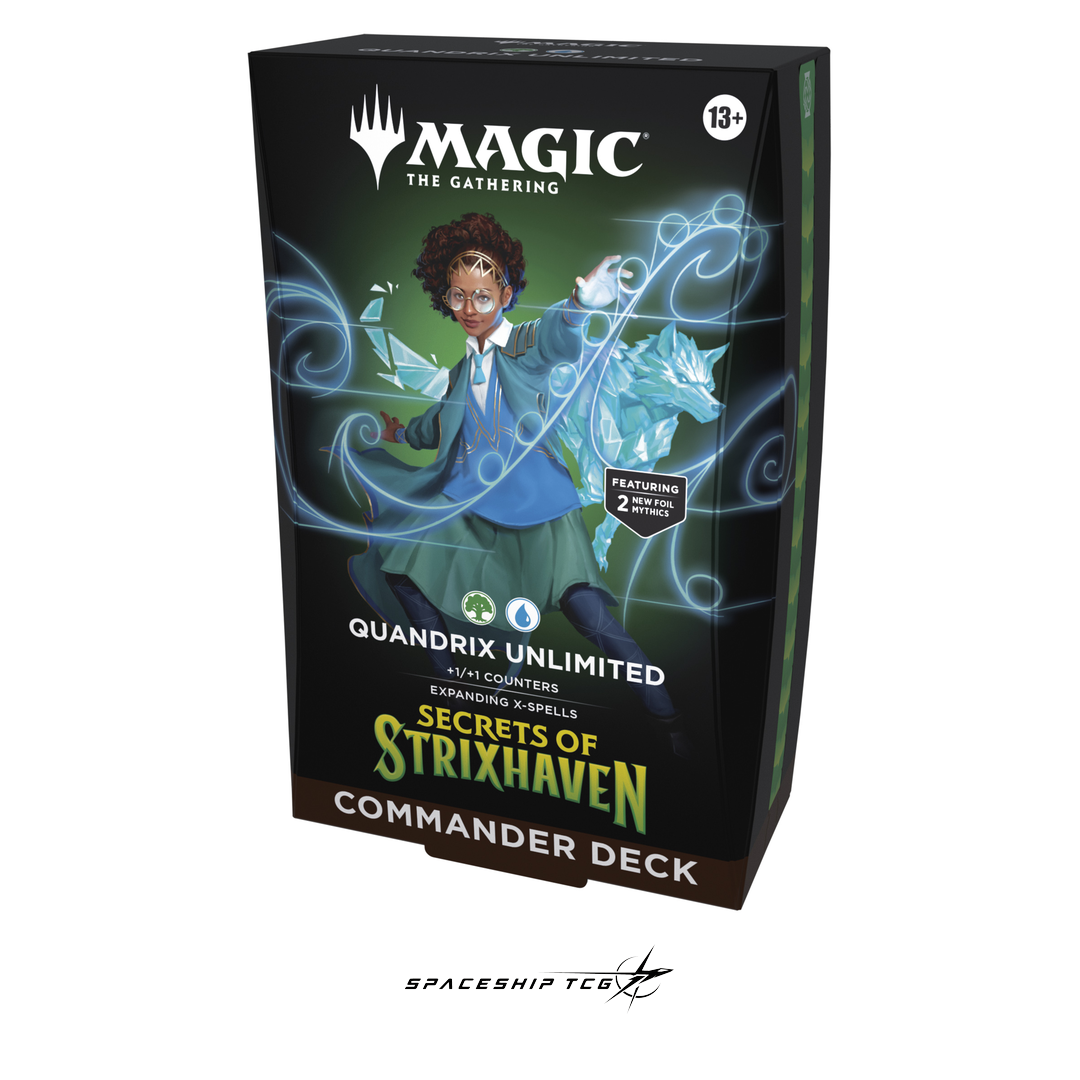 Magic The Gathering Secrets of Strixhaven Commander Deck Display with 5 preconstructed decks on white background - View 6