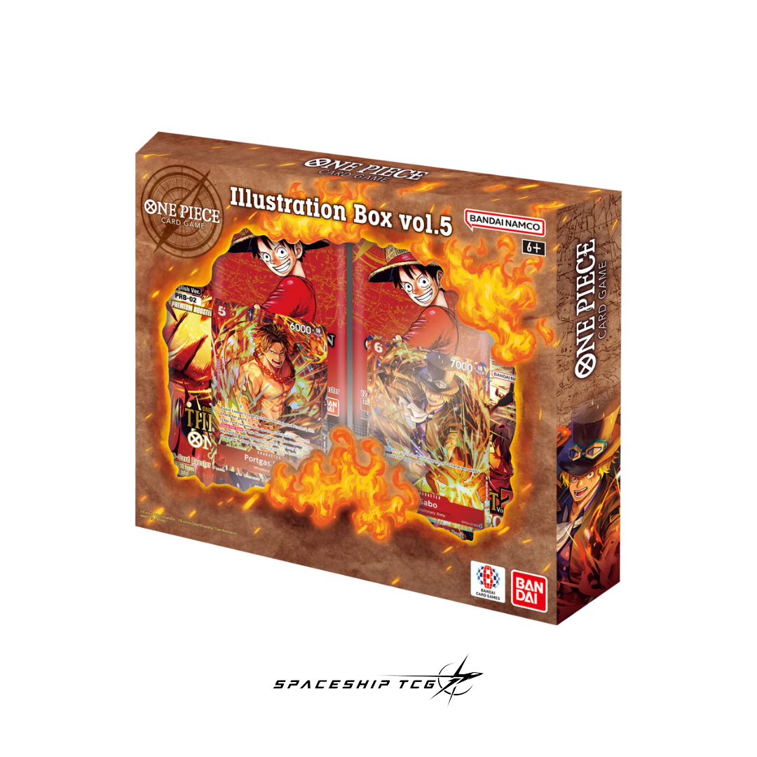 One Piece Card Game Illustration Box Vol.5 IB-05 featuring exclusive promotional cards and premium booster packs with pirate crew artwork
