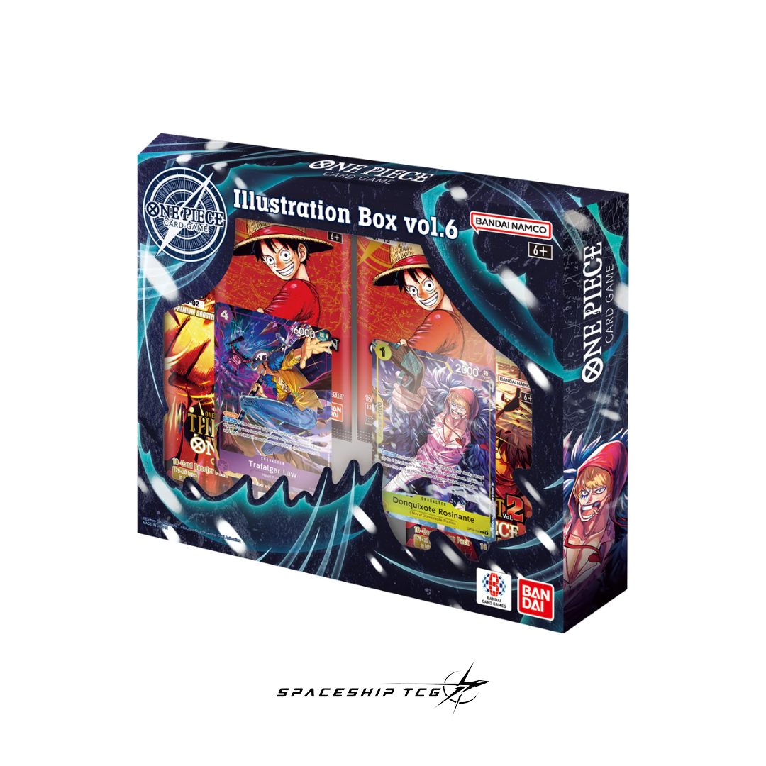 One Piece Card Game Illustration Box Vol.6 IB-06 with exclusive promotional cards and premium booster packs featuring Straw Hat Pirates artwork