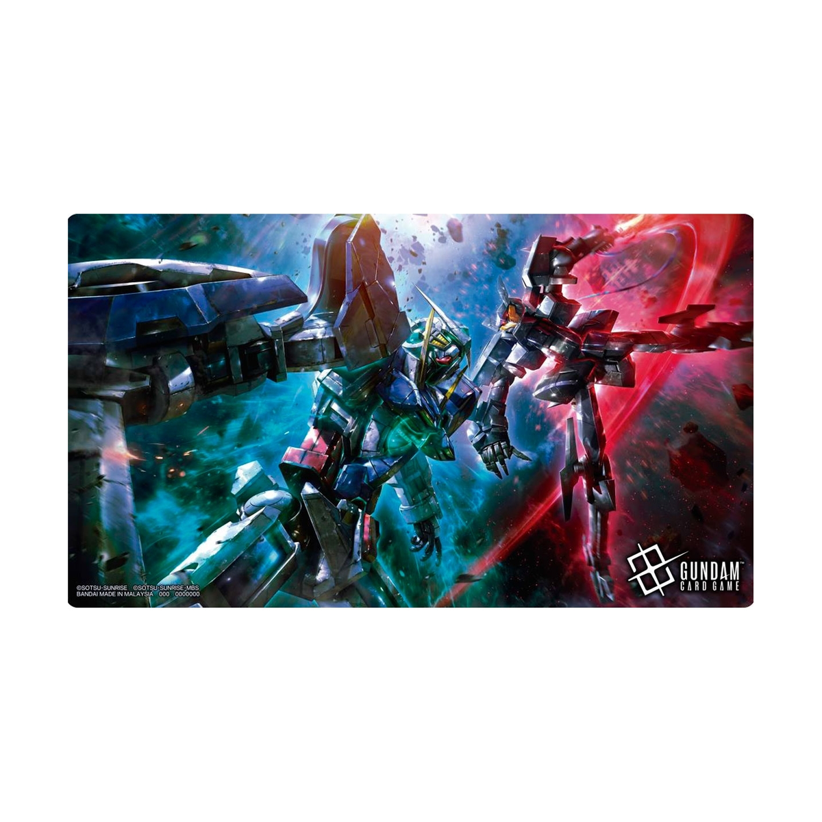 Mobile Suit Gundam 00 Playmat and Card Set for Gundam Card Game featuring official anime artwork
