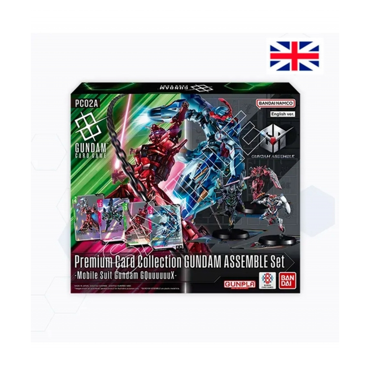 Bandai Gundam Card Game Premium Card Collection Assemble Set PC-02A Display box and contents