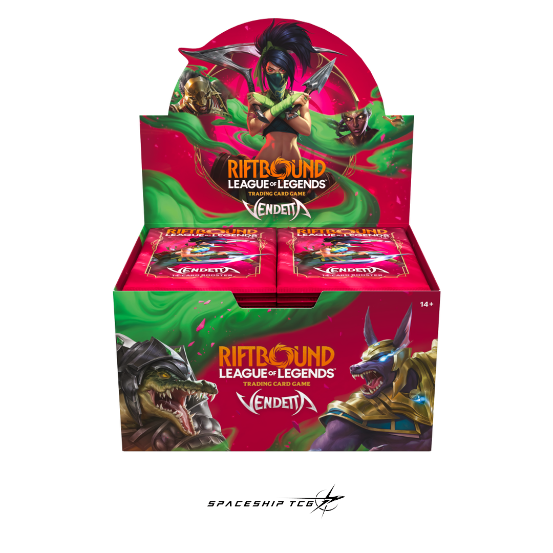 Riftbound League of Legends TCG Vendetta Booster Display - 24 English booster packs with new Champions - Box Front