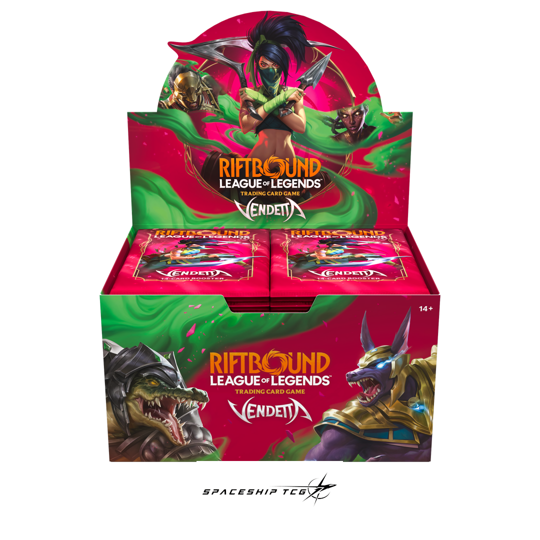 Riftbound League of Legends TCG Vendetta Booster Display - 24 English booster packs with new Champions - Box Back