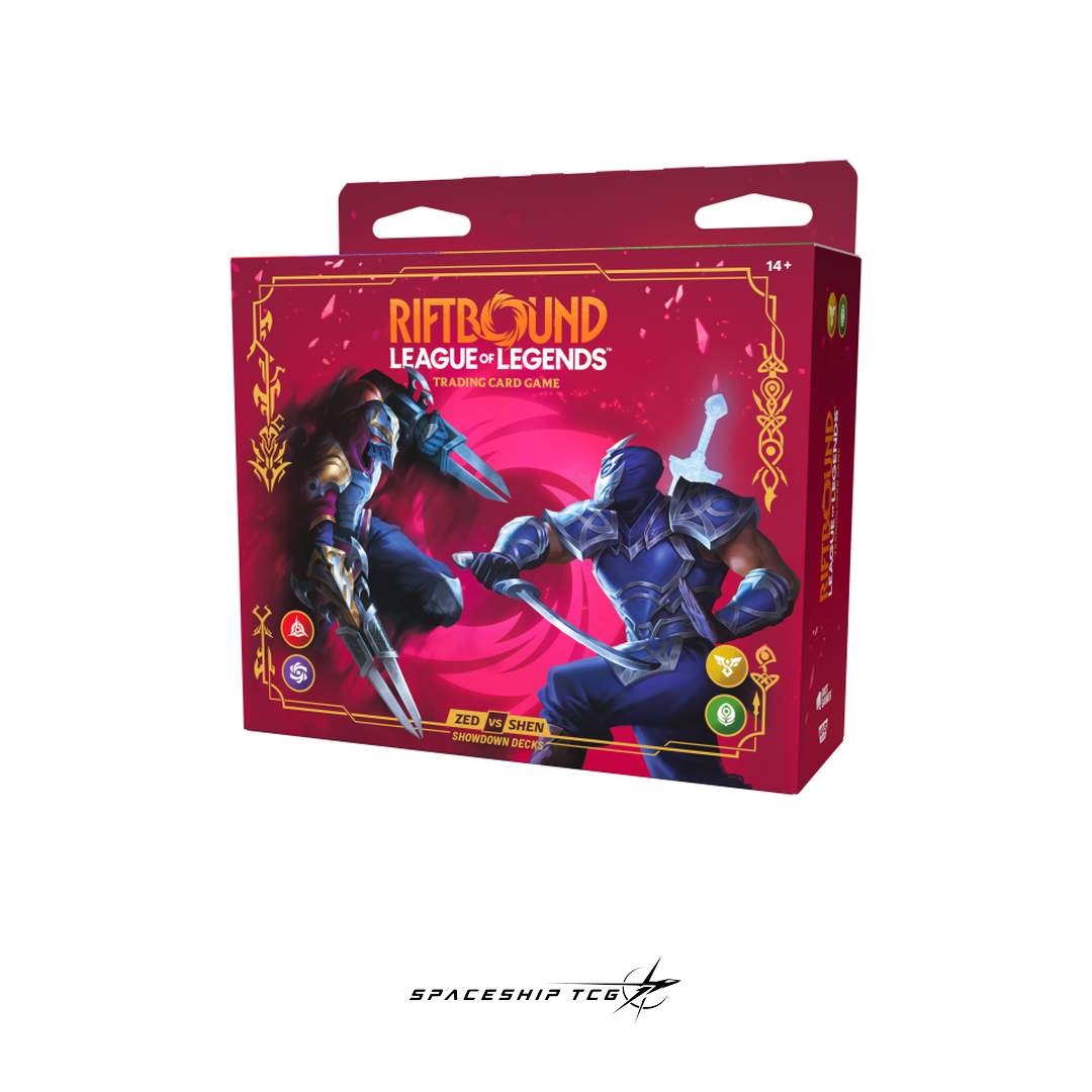 Riftbound League of Legends TCG Vendetta Champion Deck Showdown Zed vs Shen Display - 4 English preconstructed decks - Box Front