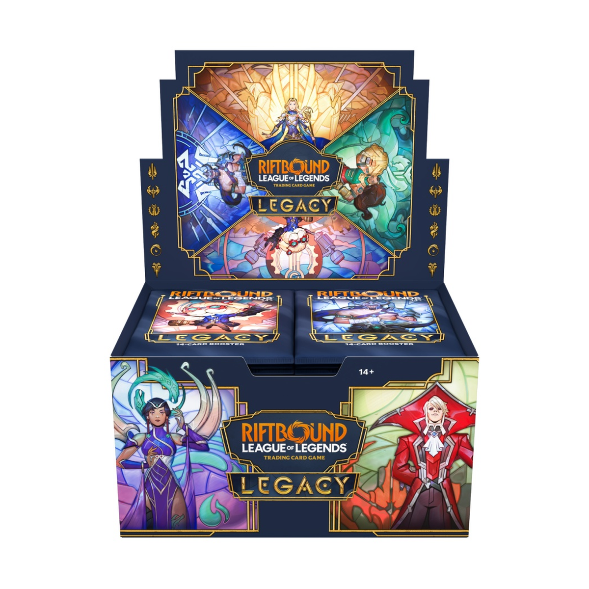 Riftbound: League of Legends TCG Héritage booster display box containing 24 English booster packs