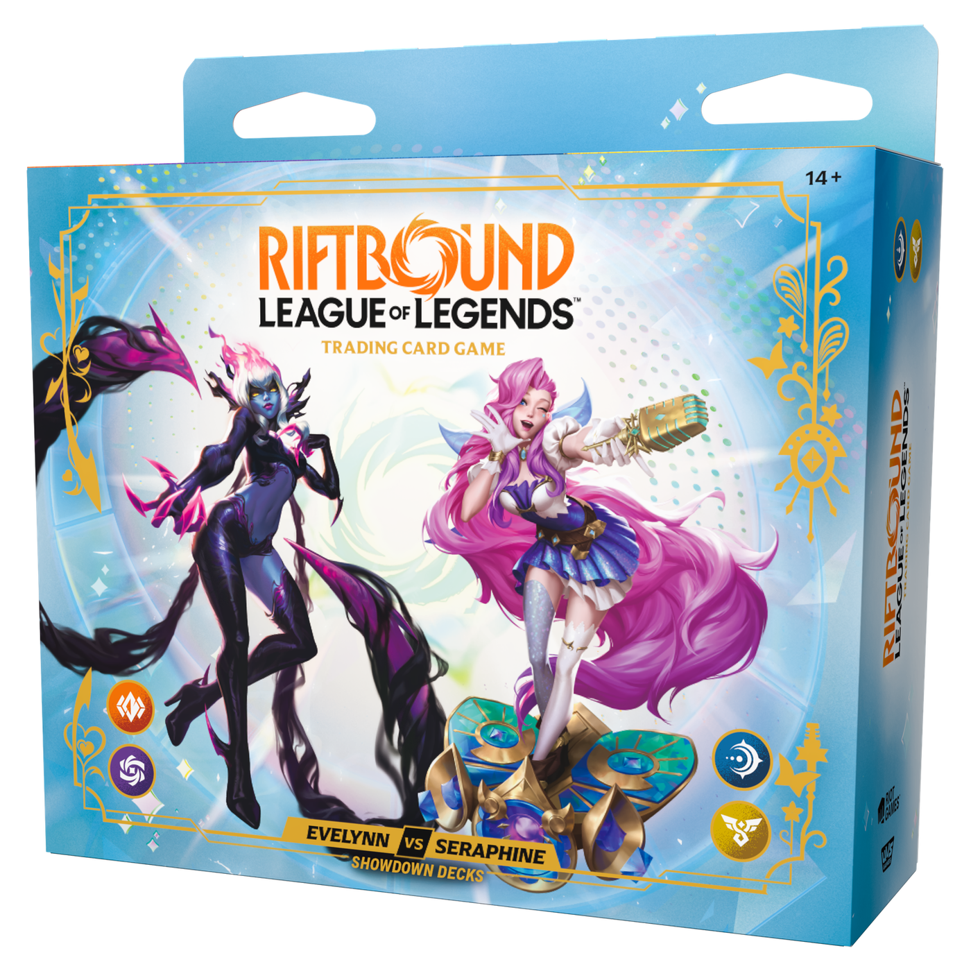 Riftbound: League of Legends TCG Radiance Showdown Deck Display (4 Decks) - sealed Evelynn & Seraphine box, English edition -
