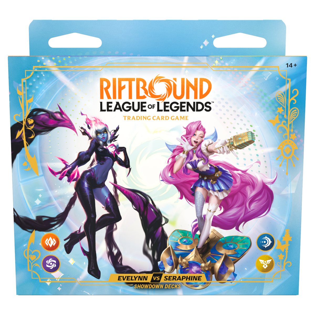 Riftbound: League of Legends TCG Radiance Showdown Deck Display (4 Decks) - sealed Evelynn & Seraphine box, English edition -