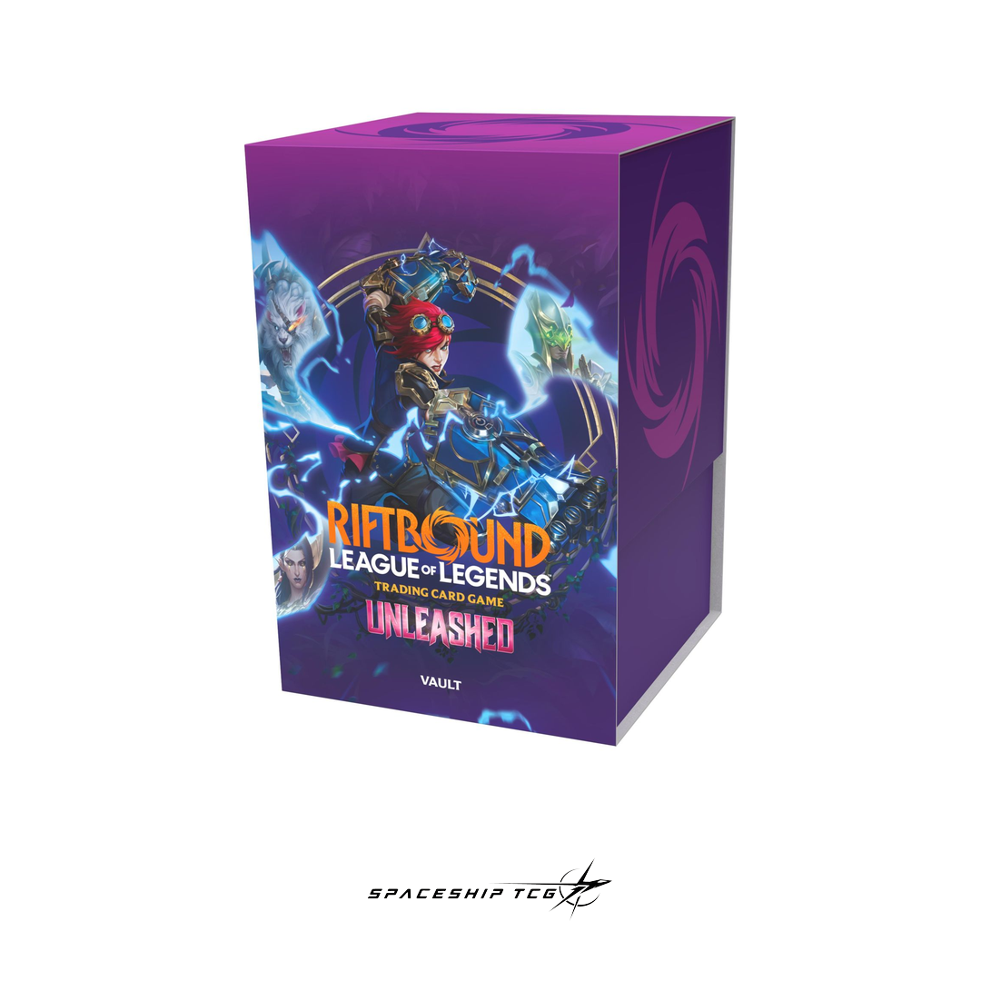 Riftbound League of Legends Unleashed Vault bundle with 6 booster packs storage box accessories English edition sealed Spaceship TCG Spain