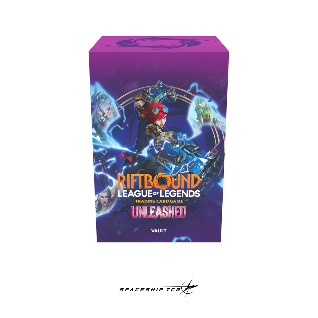 Riftbound League of Legends Unleashed Vault bundle with 6 booster packs storage box accessories English edition sealed Spaceship TCG Spain
