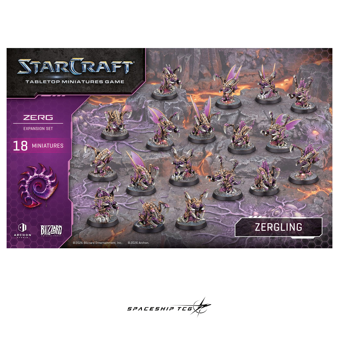 Starcraft TMG Zerg Expansion Set featuring 18 Zergling miniatures and unit cards by Archon Studio - View 10