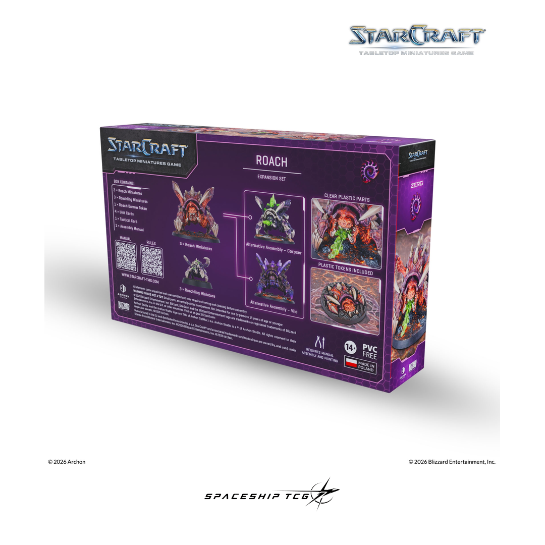 Starcraft TMG Zerg Expansion Set featuring Roach miniatures with evolution variants by Archon Studio - Contents