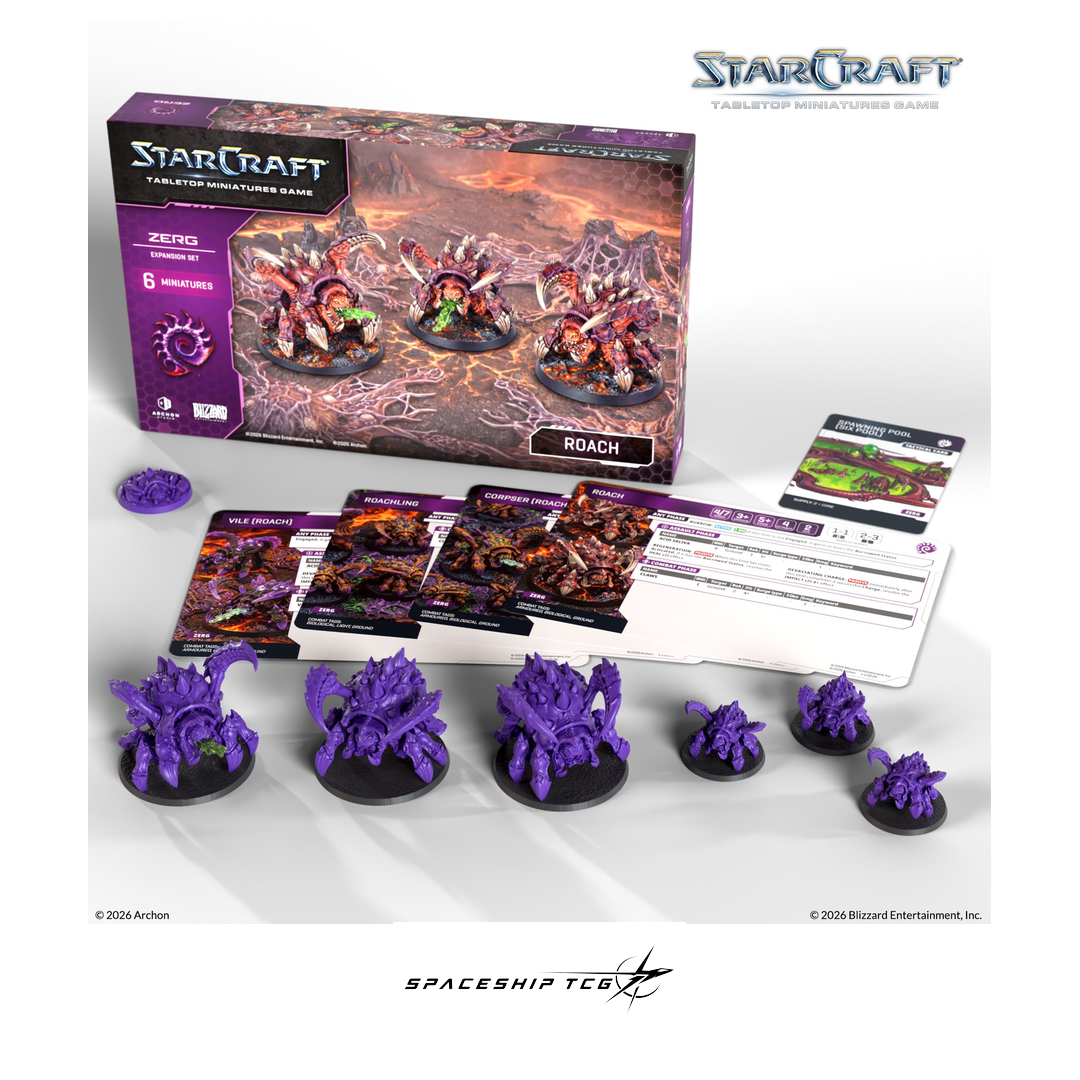 Starcraft TMG Zerg Expansion Set featuring Roach miniatures with evolution variants by Archon Studio - Detail View