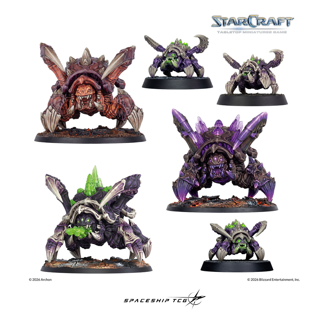 Starcraft TMG Zerg Expansion Set featuring Roach miniatures with evolution variants by Archon Studio - View 7