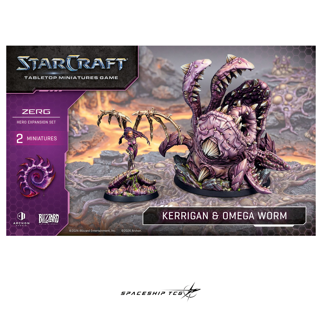 Starcraft TMG Zerg Hero Expansion Set featuring Kerrigan Queen of Blades and Omega Worm miniatures by Archon Studio - View 7