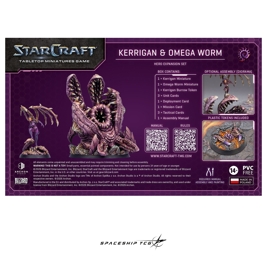 Starcraft TMG Zerg Hero Expansion Set featuring Kerrigan Queen of Blades and Omega Worm miniatures by Archon Studio - View 8