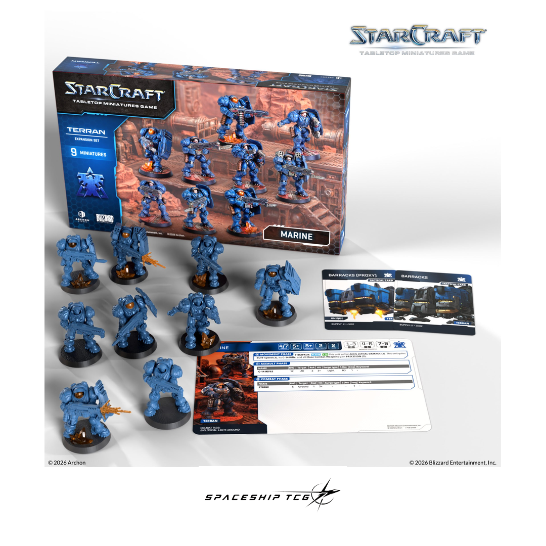 Starcraft TMG Terran Expansion Set featuring Marine infantry miniatures with CMC powered armor by Archon Studio - Detail View