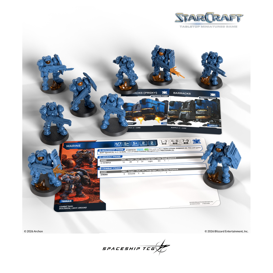 Starcraft TMG Terran Expansion Set featuring Marine infantry miniatures with CMC powered armor by Archon Studio - Alternative Angle