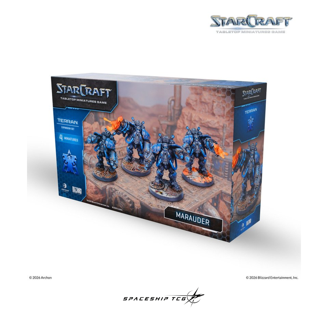 Starcraft TMG Terran Expansion Set featuring Marauder heavy armored infantry miniatures by Archon Studio - Box Front