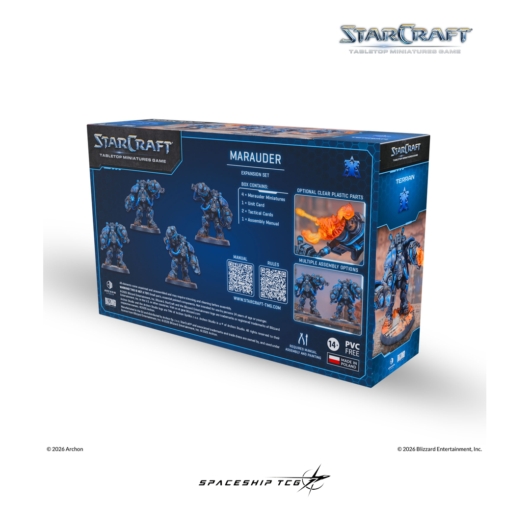 Starcraft TMG Terran Expansion Set featuring Marauder heavy armored infantry miniatures by Archon Studio - Contents