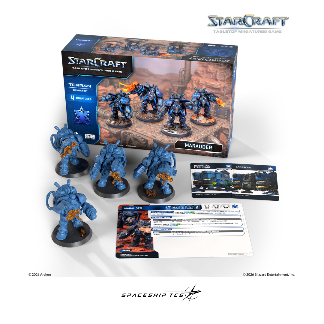 Starcraft TMG Terran Expansion Set featuring Marauder heavy armored infantry miniatures by Archon Studio - Detail View