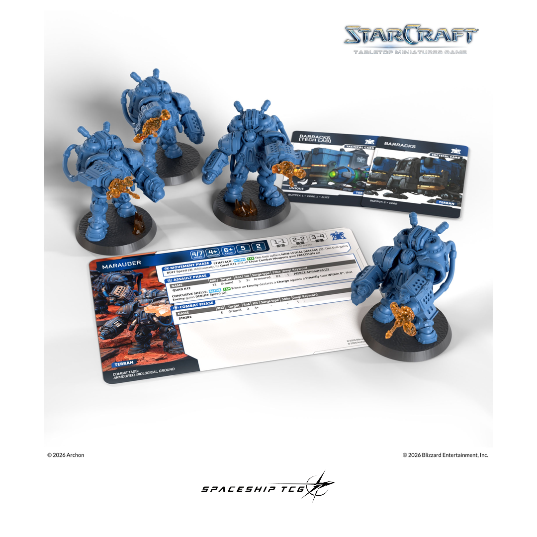 Starcraft TMG Terran Expansion Set featuring Marauder heavy armored infantry miniatures by Archon Studio - Alternative Angle