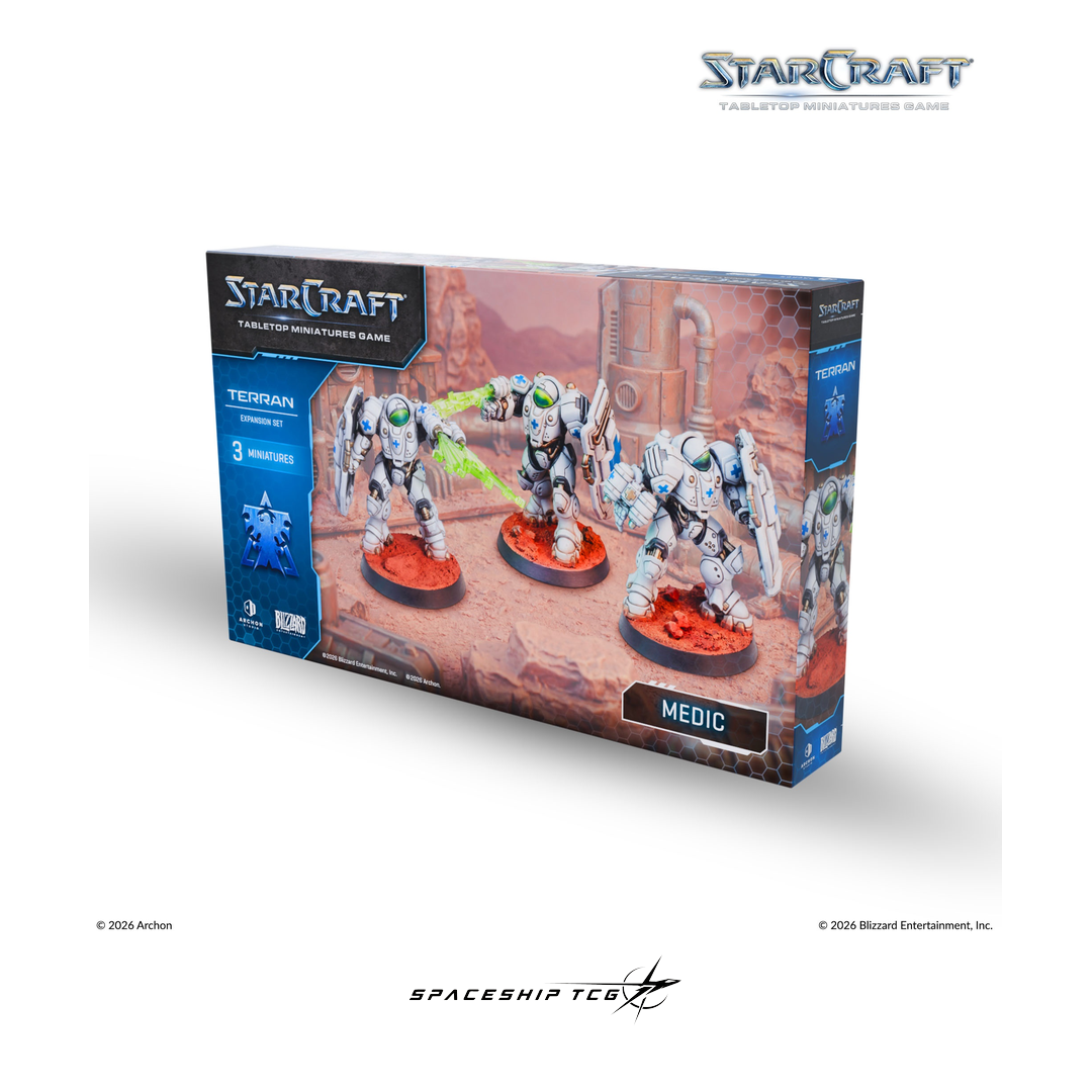 Starcraft TMG Terran Expansion Set featuring Medic support unit miniatures by Archon Studio - Box Back