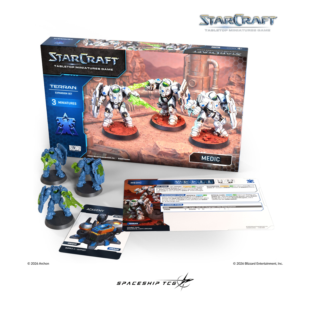 Starcraft TMG Terran Expansion Set featuring Medic support unit miniatures by Archon Studio - Detail View
