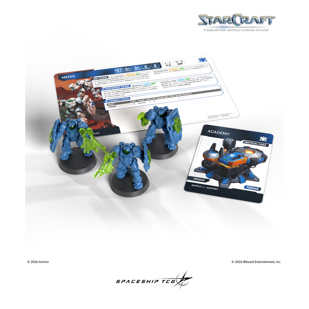 Starcraft TMG Terran Expansion Set featuring Medic support unit miniatures by Archon Studio - Alternative Angle