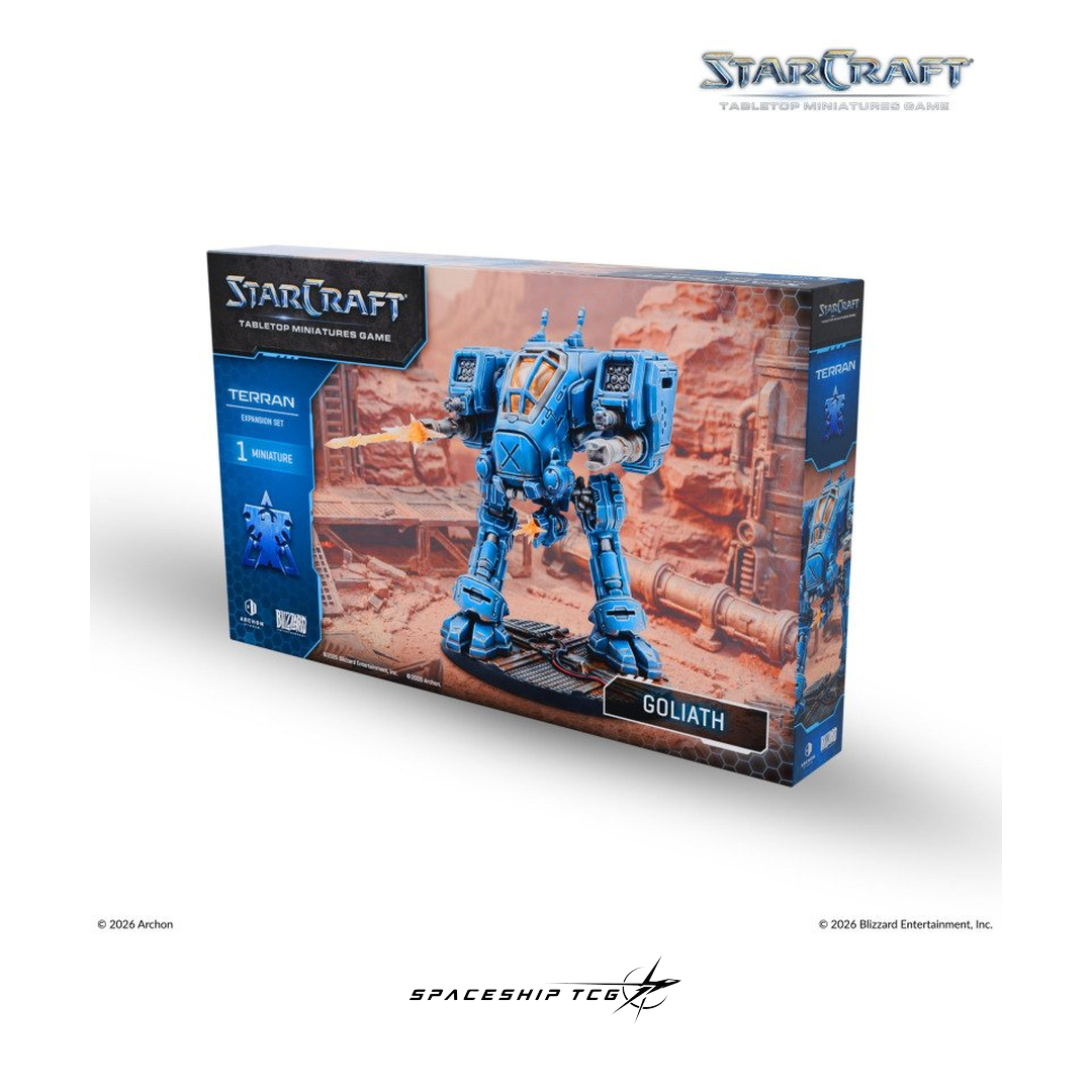 Starcraft TMG Terran Expansion Set featuring Goliath combat walker miniatures by Archon Studio - Box Front