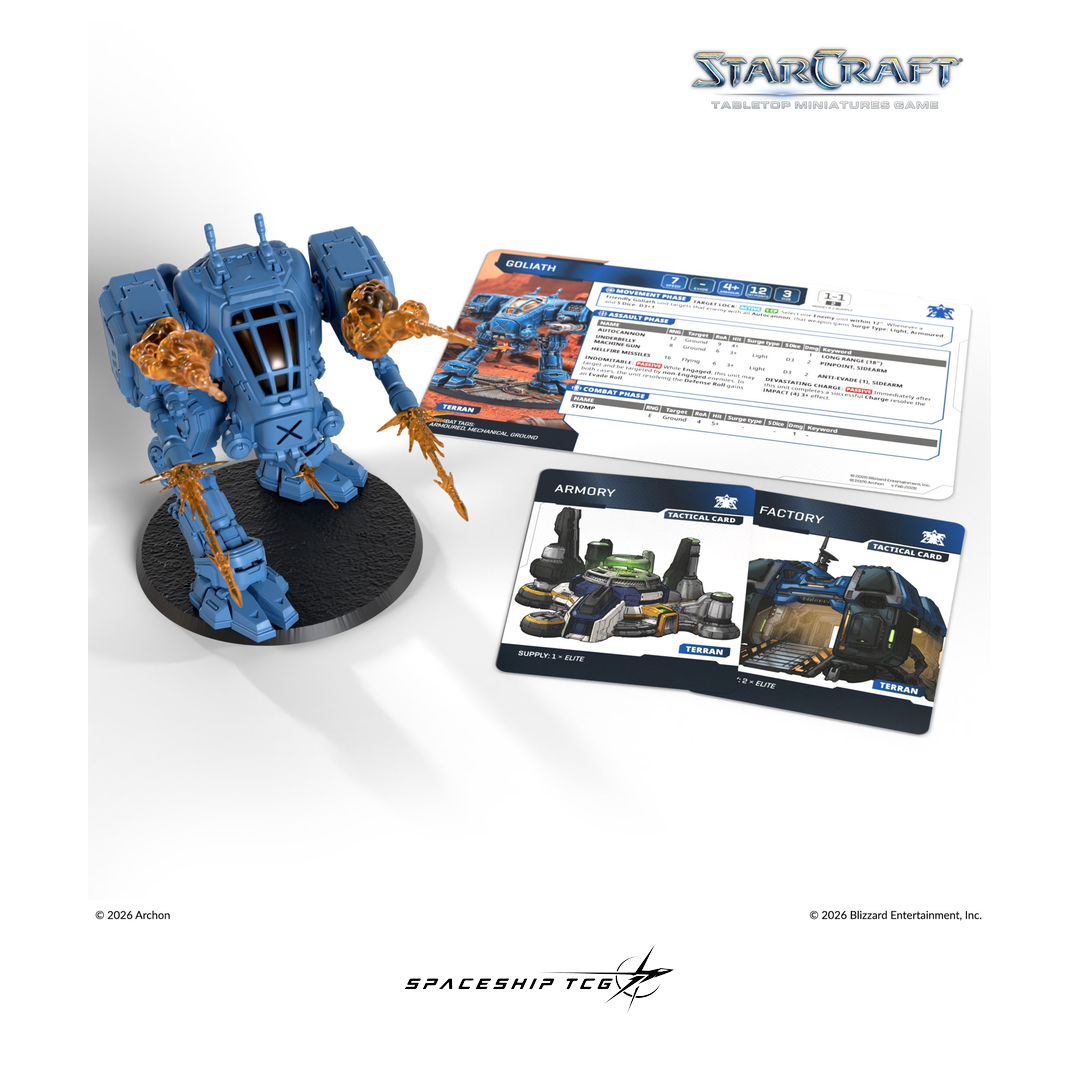 Starcraft TMG Terran Expansion Set featuring Goliath combat walker miniatures by Archon Studio - Alternative Angle
