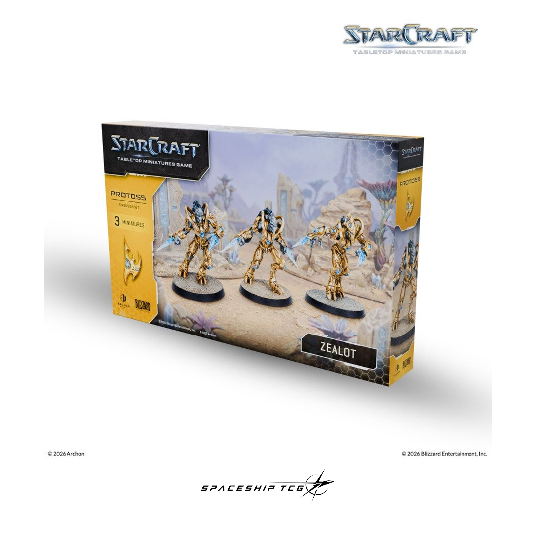 Starcraft TMG Protoss Expansion Set featuring Zealot Templar warrior miniatures by Archon Studio - Box Front