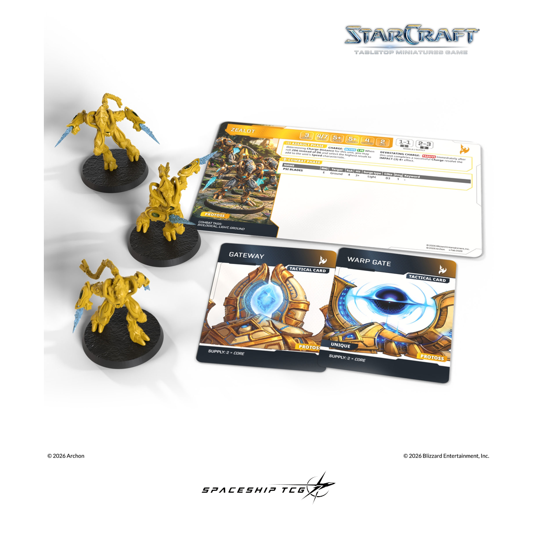 Starcraft TMG Protoss Expansion Set featuring Zealot Templar warrior miniatures by Archon Studio - Alternative Angle