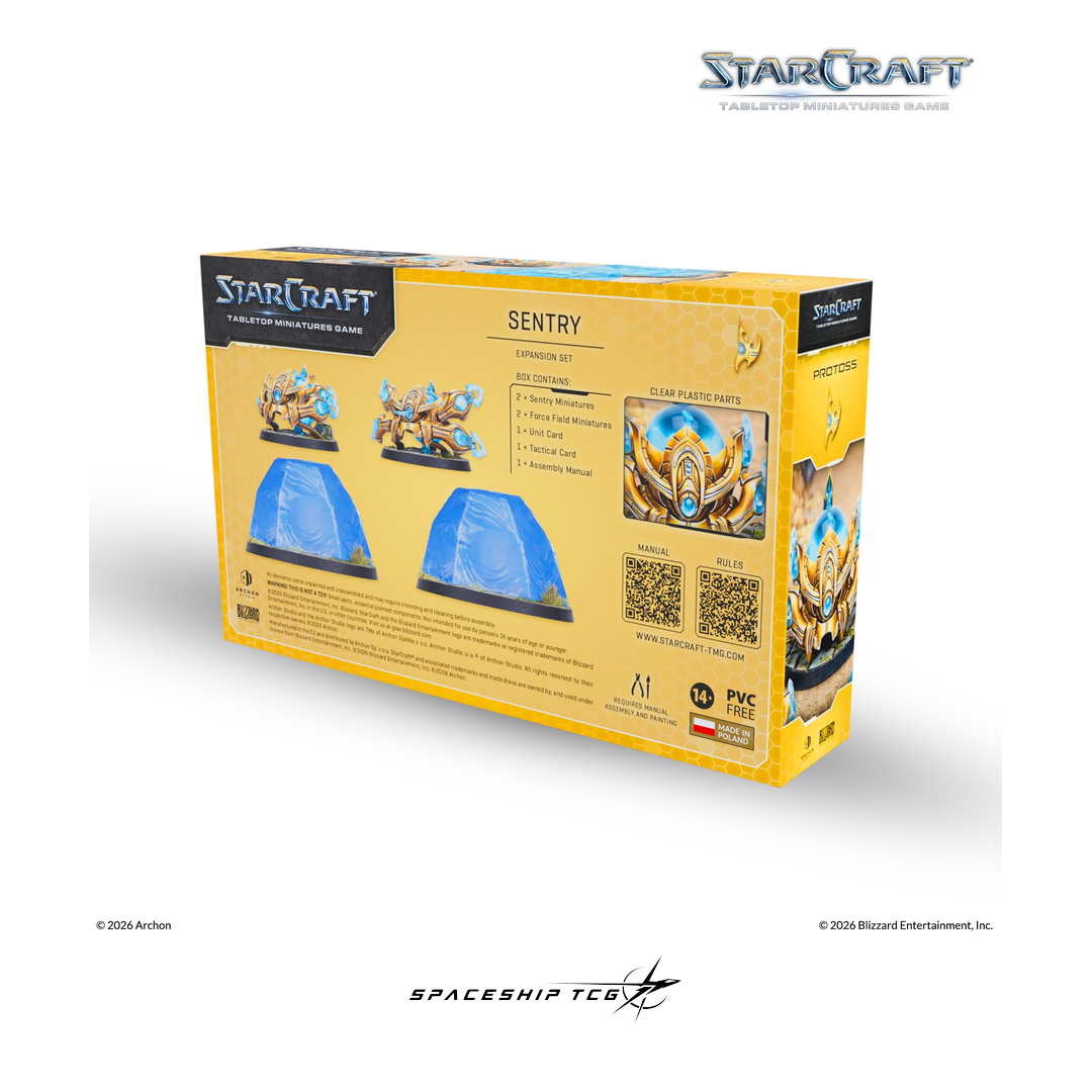 Starcraft TMG Protoss Expansion Set featuring Sentry combat drone support miniatures by Archon Studio - Contents