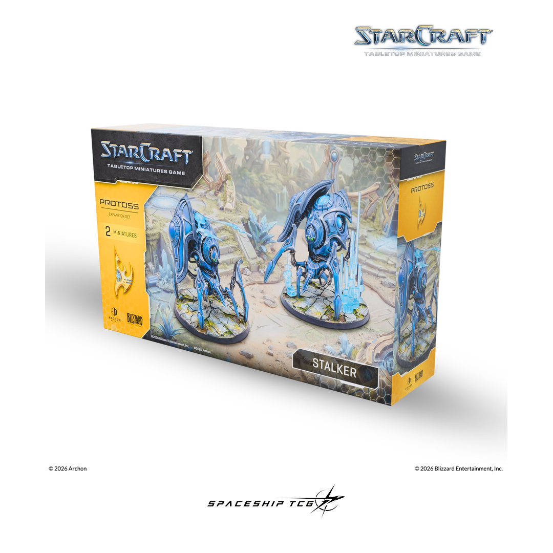 Starcraft TMG Protoss Expansion Set featuring Stalker war machine miniatures by Archon Studio - Box Back