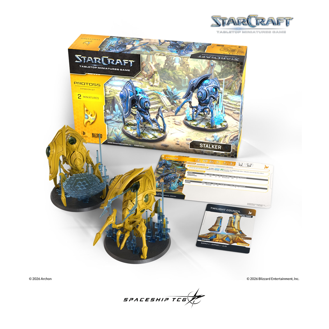 Starcraft TMG Protoss Expansion Set featuring Stalker war machine miniatures by Archon Studio - Detail View