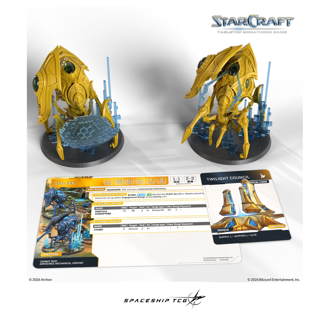 Starcraft TMG Protoss Expansion Set featuring Stalker war machine miniatures by Archon Studio - Alternative Angle