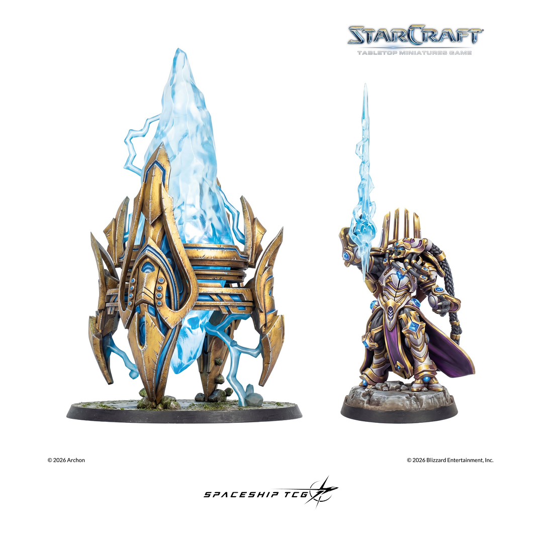 Starcraft TMG Protoss Hero Expansion Set featuring Artanis Hierarch and Pylon structure miniatures by Archon Studio - View 8