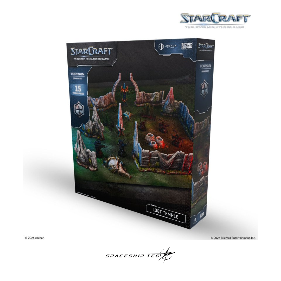Starcraft TMG Terrain Expansion Set Lost Temple - 15 terrain pieces recreating the iconic Starcraft map by Archon Studio - Box Front